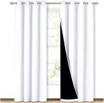 100% Blackout Window Curtain Panels, Cold and Full Light Blocking Drapes with Black Liner for Nursery, 84 inches Drop Thermal Insulated Draperies (White, 2 Pieces, 52 Wide Each Panel)