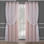 Double Layer Indoor Curtains, Sheer and Room Darkening Blackout, Grommet Top, Energy Efficient, 2-Pack Set, 52"x84", Rose Blush