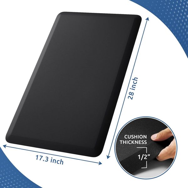 Kitchen Mat Cushioned Anti Fatigue Rug 17.3"x28" Water Resistant, Non Slip, Standing and Comfort Desk/Floor Mats for House Sink Office (Black)