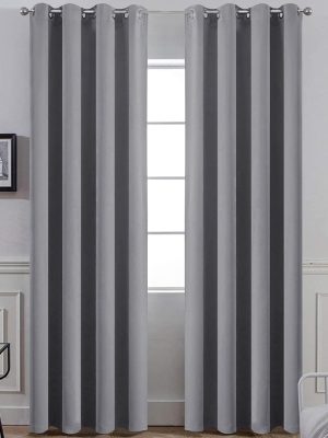 Room Darkening Gray Blackout Curtains 84 Inch Long Light Blocking Thermal Insulated Window Treatment Grommet Drapes for Bedroom Living Room, 52W x 84L, Grey Curtains, 2 Panels