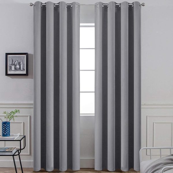 Room Darkening Gray Blackout Curtains 84 Inch Long Light Blocking Thermal Insulated Window Treatment Grommet Drapes for Bedroom Living Room, 52W x 84L, Grey Curtains, 2 Panels
