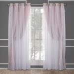 Double Layer Indoor Curtains, Sheer and Room Darkening Blackout, Grommet Top, Energy Efficient, 2-Pack Set, 52"x84", Rose Blush