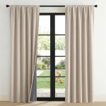 100% Blackout Curtains for Bedroom, Living Room - Linen Textured Thermal Insulated Drapes Rod Pocket Top, Black Out Curtains with Grey Liner for Privacy, Natural, W52 x L80 in, 2 Panels
