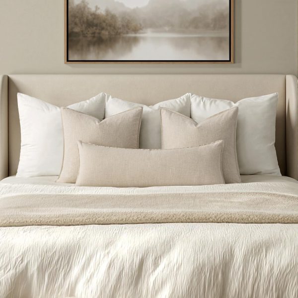 Decorative Long Lumbar Throw Pillow Cover for Bed 14x36 Natural Beige Boho Farmhouse Neutral Couch Pillowcase Pack of 1 Accent Modern Sofa Cushion Livingroom Home Decor (Covers Only)