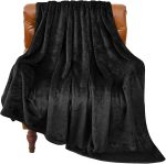 Fleece Blanket Black Throw Blankets for Couch & Bed, Luxury Plush Cozy Fuzzy Blanket 50x60 inches, Super Soft Warm Lightweight Throw Blanket for Travel Camping