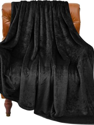 Fleece Blanket Black Throw Blankets for Couch & Bed, Luxury Plush Cozy Fuzzy Blanket 50x60 inches, Super Soft Warm Lightweight Throw Blanket for Travel Camping