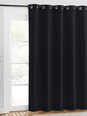 Blackout Curtain Drape 84 inches Length - Light Reducing Thermal Insulated Solid Grommet Blackout Window Treatment for Living Room (1 Piece, W66 x L84, Black)