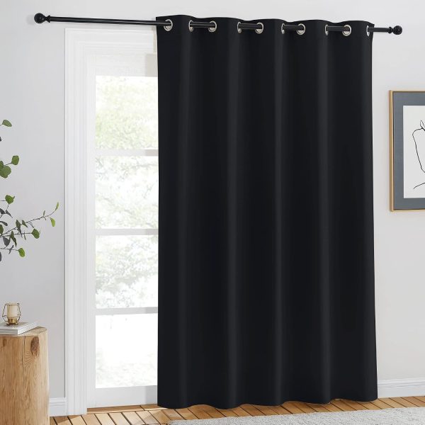 Blackout Curtain Drape 84 inches Length - Light Reducing Thermal Insulated Solid Grommet Blackout Window Treatment for Living Room (1 Piece, W66 x L84, Black)