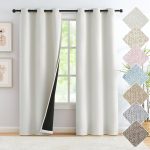 Cream White Linen Full Blackout Curtains for Bedroom Thermal Insulated Energy Saving Window Panels Farmhouse Burlap Texture Drapes for Living Room 2 Panels Set Grommet Top 40"x 84"x2