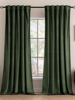 Velvet Curtains 84 inches 2 Panels - Luxury Blackout Curtains for Bedroom Living Room Thermal Insulated Super Soft Window Drapes Rod Pocket & Back Tab, Olive Green, W52 x L84 inches