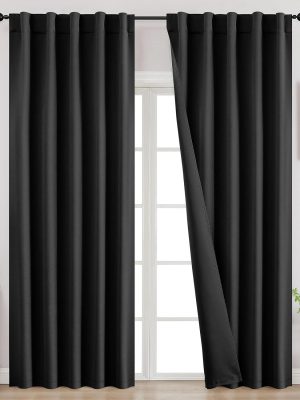 Blackout Curtains for Bedroom, Black Out Curtains 108 Inch Long, Room Darkening Noise Reducing Wrinkle-Free Drapes, 108'' Long Drapes for Living Room 2 Panels (W52 x L108 Inch)