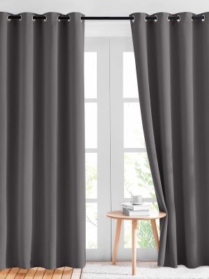 Gray Blackout Curtains for Bedroom 84 inches Long - Thermal Drapes Grommet Room Darkening Light Blocking Curtains Window Treatments for Living Room (2 Panels, W52 x L84, Grey)