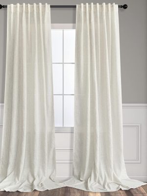 Natural Linen Back Tab Curtains 84 Inch Length for Living Room 2 Panel Pocket Drape Light Filtering Semi Sheer Neutral Country Rustic Farmhouse Boho Curtain Bedroom Muslin Look Ivory Cream Colored