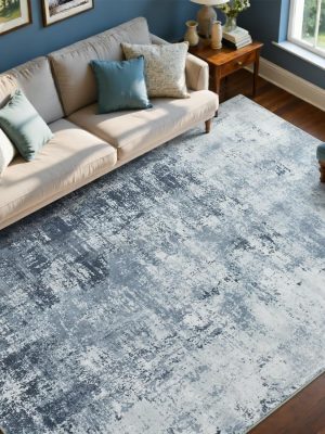 6x9 Ft Large Area Rugs for Living Room, Soft Non-Slip Washable Rugs Modern Abstract Pattern Carpet for Bedroom Indoor Floor Nursery Home Decor (Blue)