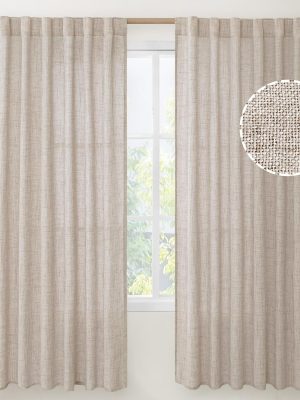 Linen Semi Sheer Curtains 72 Inch Length 2 Panels - Light Filtering Drapes with Rod Pocket Back Tab Rustic Beige Window Treatments for Living Room Dining Bedroom, 52 X 72 Inch