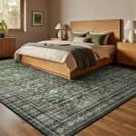 8x10 Area Rug for Living Room,Green Washable Large Rugs with Non-Slip Backing,Soft Boho Carpets for Bedroom Dining Room Home Office Indoor Nursery