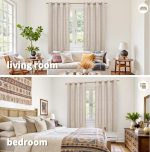 Linen Semi Sheer Curtains 63 Inch Length 2 Panels for Living Room - Light Filtering Drapes with Bronze Grommet Beige Window Treatments for Office Bedroom, 52 X 63 Inch