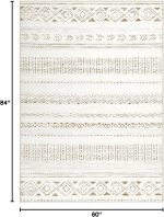 5x7 Area Rugs Living Room Rug: Washable Boho Rugs with Non Slip Backing Large Soft Indoor Stain Resistant Carpet for Bedroom Farmhouse Dining Room Lightweight Home Decor L Brown/Cream