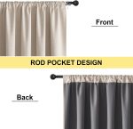 100% Blackout Curtains for Bedroom, Living Room - Linen Textured Thermal Insulated Drapes Rod Pocket Top, Black Out Curtains with Grey Liner for Privacy, Natural, W52 x L80 in, 2 Panels