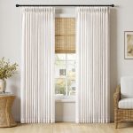 Pinch Pleated Thick Linen Curtains 90 Inches Long 2 Panels for Living Room Bedroom, Memory Trained Pinch Pleat Drapes Back Tab Light Filtering Natural Ivory Cream Window Curtains with Hooks