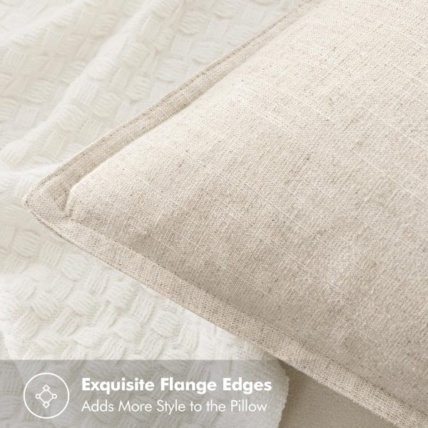 Decorative Linen Euro Sham Pillow Covers 24x24 Natural Beige Boho Farmhouse Neutral Couch Throw Pillows for Bed Pack of 2 Accent Modern Pillowcase Sofa Livingroom Home Decor