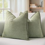 Pack of 2 Sage Green Decorative Pillow Covers 20x20 Inch Soft Chenille Luxurious Couch Throw Pillows Farmhouse Cushion Covers with Elegant Design for Sofa Bedroom Living Room Summer Home Decor