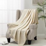 Faux Cashmere Fringe Throw Blanket Decorative Lightweight Throw Soft Cozy for Bed or Sofa Outdoor Blanket, Beige 50x60 inches