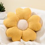 Yellow Flower Pillow, Decorative Throw Pillow for Bed, Cute Daisy Flower Shaped Floor Cushion for Pet, Couch & Room Decor (15.7 Inch)