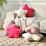 Star Pillow, Decorative Throw Pillows for Bed Couch, 15" Star Shaped Pillow Plush Floor Cushions Room Decor Pillow with Soft Faux Rabbit Fur for Sofa Bedroom Living Room