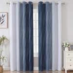 Navy Blue and Greyish White Blackout Curtains for Bedroom 84 Inches Long, Full Room Darkening Grommet Curtains for Living Room,Thermal Insulated Ombre Drapes,52Wx84L,2 Panels