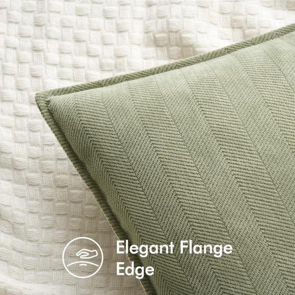 Pack of 2 Sage Green Decorative Pillow Covers 20x20 Inch Soft Chenille Luxurious Couch Throw Pillows Farmhouse Cushion Covers with Elegant Design for Sofa Bedroom Living Room Summer Home Decor