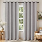 Blackout Curtains for Bedroom, Linen Black Out Curtains 84 Inch Long, Light Blocking Drapes 2 Panels Set with Grommet for Living Room Window, Thermal Insulated Room Darkening Privacy Drapes