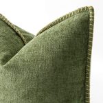 Pack of 2 Couch Throw Pillow Covers 18x18 Inch Sage Green Farmhouse Decorative Pillow Covers with Stitched Edge Soft Chenille Solid Dyed Summer Pillow Covers for Sofa Bed Living Room