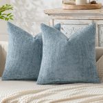 Pack of 2 Coastal Blue Throw Pillow Covers 18x18 Inch Summer Modern Boho Accent Decorative Pillow Covers Soft Farmhouse Cushion Covers for Home Decor Couch Bed Sofa Living Room