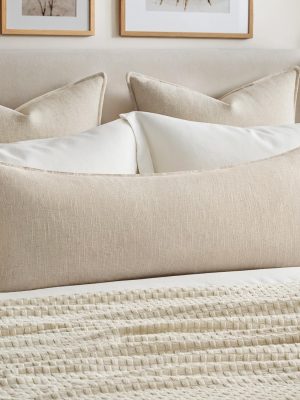Decorative Long Lumbar Throw Pillow Cover for Bed 14x36 Natural Beige Boho Farmhouse Neutral Couch Pillowcase Pack of 1 Accent Modern Sofa Cushion Livingroom Home Decor (Covers Only)