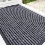 Front Door Mat Indoor Outdoor Entrance, Waterproof Heavy Duty Doormat, Fade Resistant, Low Profile, Easy Clean Patio Porch Welcome Floor Mats for Entry, 29.5x17, Grey