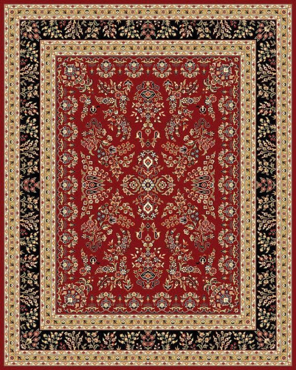 Area Rug 9x12 - Lyndhurst Collection - Large - Red & Black, Traditional Oriental Design, Non-Shedding & Easy to Clean, Ideal for Living Room, Bedroom, Dining Space (LNH331B)