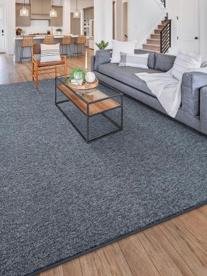 Modern 3x5 Area Rugs for Bedroom Living Room, Memory Foam Low-plie Carpet Rug for Kids Playroom, Indoor Floor Rug for Bedside Dorm Dining Room Home Decor, Dark Blue and White
