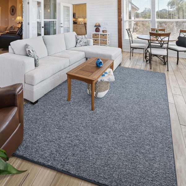 Modern 3x5 Area Rugs for Bedroom Living Room, Memory Foam Low-plie Carpet Rug for Kids Playroom, Indoor Floor Rug for Bedside Dorm Dining Room Home Decor, Dark Blue and White