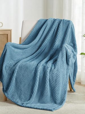 Fleece Throw Blanket Extra Large, Super Soft and Warm Blankets for Couch, Sofa and Bed Waffle Textured, Cozy, Fuzzy and Lightweight (Slate Blue, 50x70 Inches)