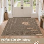 Dirt Trapper Door Mat 20" x 32", Non-Slip Washable Doormats Entrance Mat, Dirt Resistant and Absorbent Welcome Mat, Low Profile Floor Mats for Front Back Door and Entryway, Beige