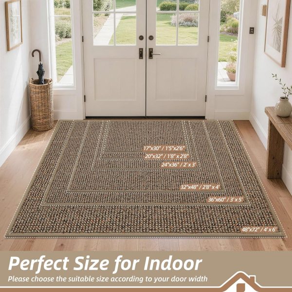 Dirt Trapper Door Mat 20" x 32", Non-Slip Washable Doormats Entrance Mat, Dirt Resistant and Absorbent Welcome Mat, Low Profile Floor Mats for Front Back Door and Entryway, Beige