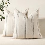 Decorative Pillow Covers 18x18 Striped Throw Pillows Textured Linen Pillow Covers Farmhouse Decor Cushion Covers for Couch Bed Living Room, Grey