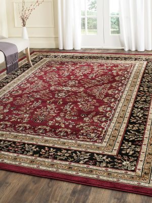 Area Rug 9x12 - Lyndhurst Collection - Large - Red & Black, Traditional Oriental Design, Non-Shedding & Easy to Clean, Ideal for Living Room, Bedroom, Dining Space (LNH331B)